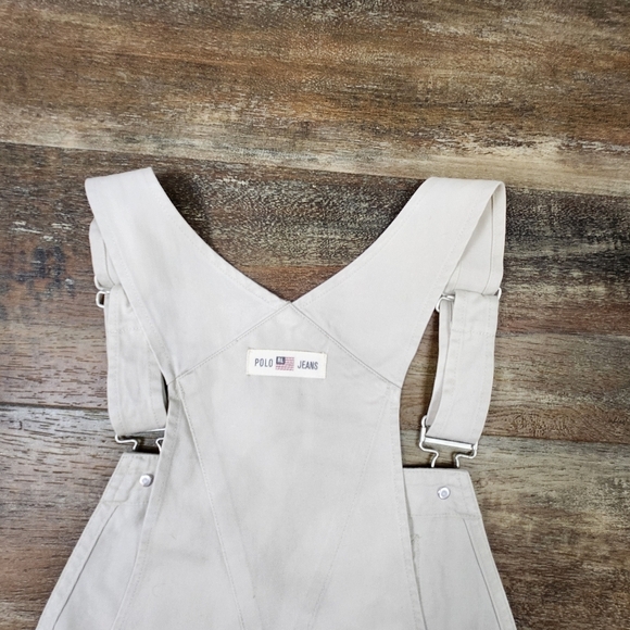 VINTAGE POLO RALPH LAUREN KHAKI OVERALLS SIZE MEDIUM - Picture 6 of 9